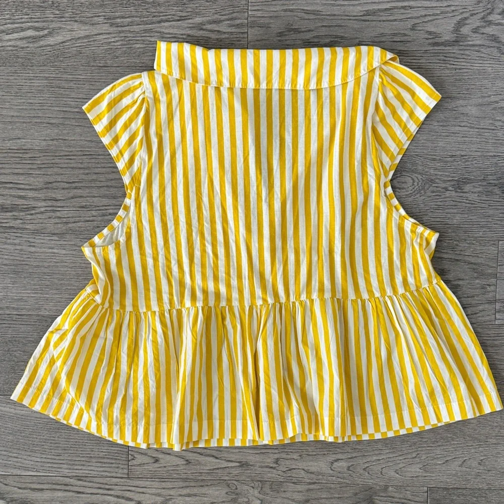 🌼ANTHROPOLGIE🌼 NWT Yellow Striped Sleeveless Top, Size XL - Picture 7 of 10